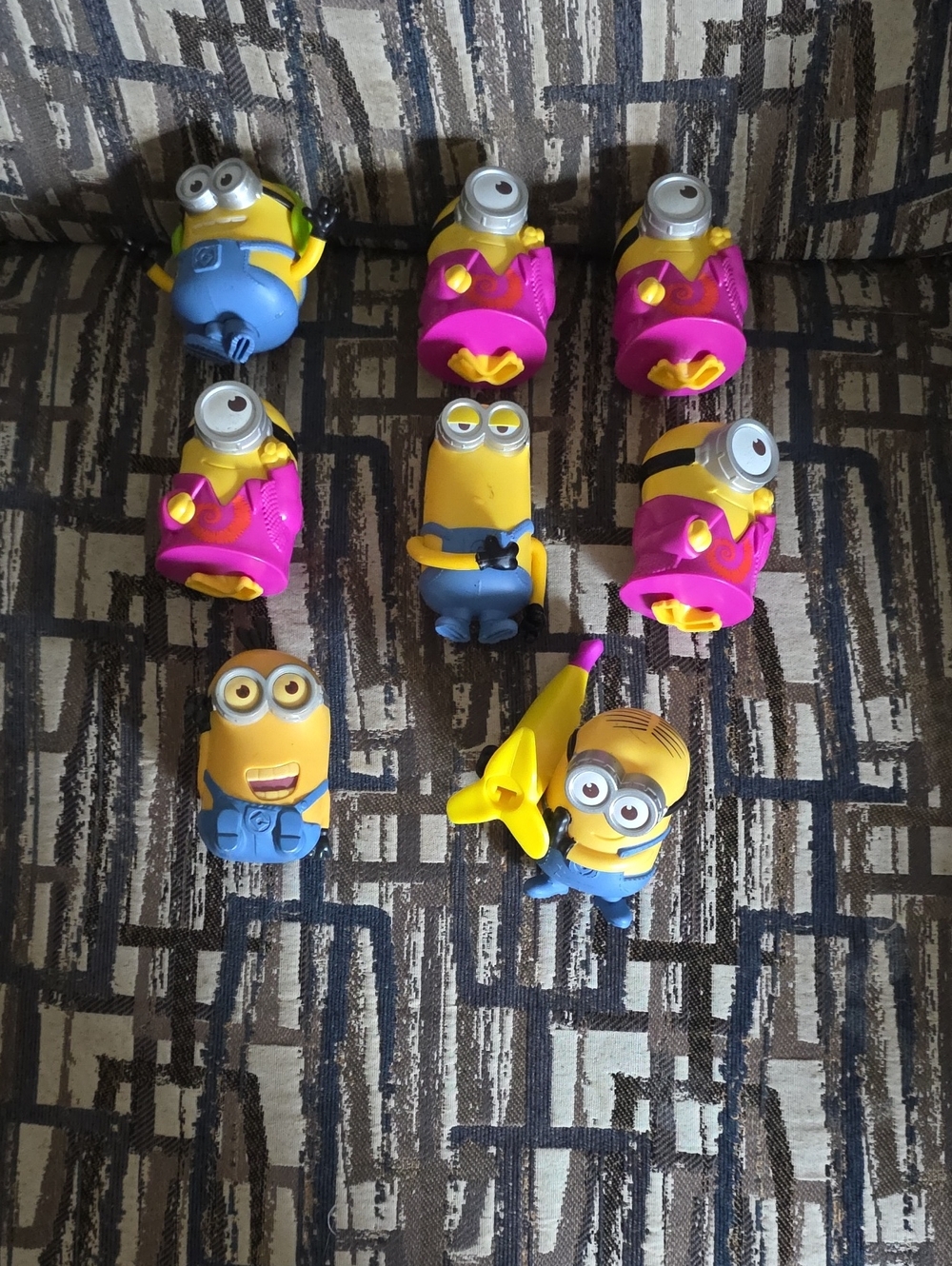 McDonald's Yellow and Blue Minion Character Toy Lot with Pink Outfits